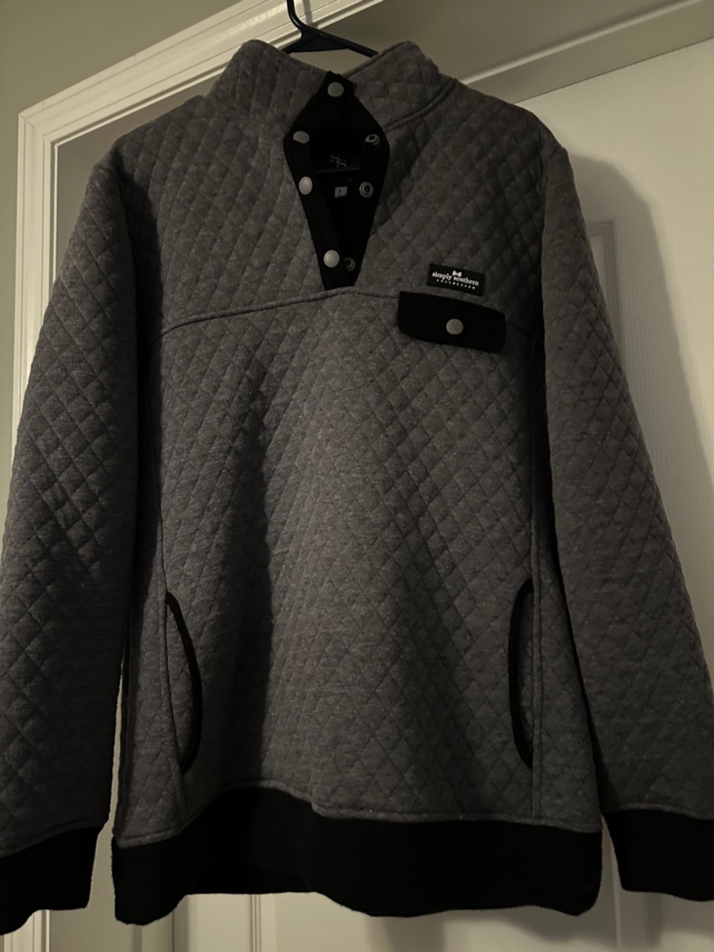 Simply Southern Quilted Gray Pullover Jacket with Black Trim
